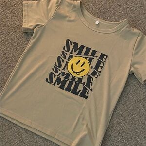 Cheerful Beige Smile Graphic Tee for Kids